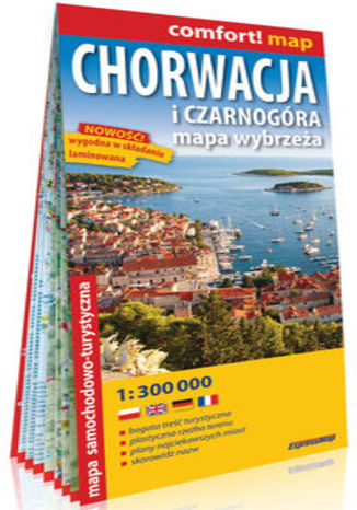 Okładka książki/ebooka Chorwacja i Czarnogóra. Mapa wybrzeża; laminowana mapa samochodowo-turystyczna 1:300 000