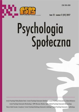 Okładka książki/ebooka Psychologia Społeczna nr 2(41)/2017