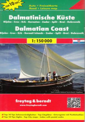 Okładka książki/ebooka Wybrzeże Dalmatyńskie Rijeka Cres Krk Kornaten Zadar Split Brac Dubrovnik mapa 1:150 000 Freytag & Berndt