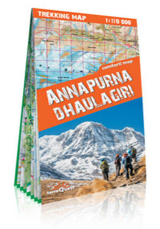 Okładka książki/ebooka Annapurna i Dhaulagiri laminowana mapa trekkingowa. Skala: 1:30 000; 1:80 000; 1:1 100 000