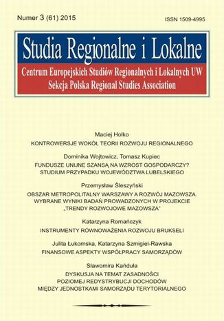 Okładka książki/ebooka Studia Regionalne i Lokalne nr 3(61)/2015