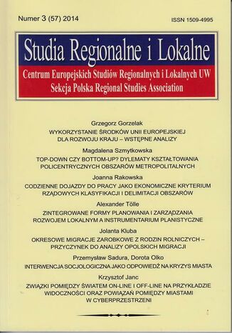 Okładka książki/ebooka Studia Regionalne i Lokalne nr 3(57)2014