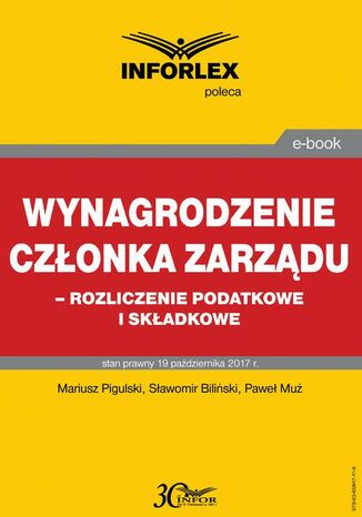Okładka książki/ebooka Wynagrodzenie członka zarządu rozliczenia podatkowe i składkowe