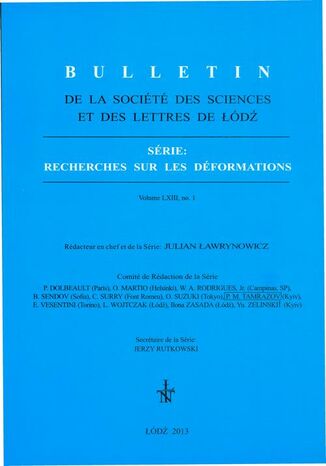 Okładka książki/ebooka Bulletin de la Société des sciences et des lettres de Łódź, Série: Recherches sur les déformations t. 63 z. 1