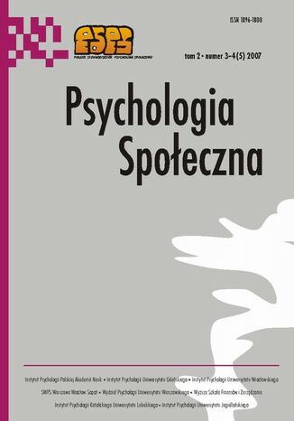 Okładka książki/ebooka Psychologia Społeczna nr 3-4(5)/2007