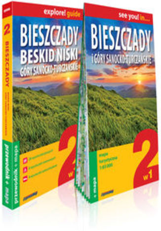 Okładka książki/ebooka Bieszczady, Beskid Niski, Góry Sanocko-Turczańskie 2w1 przewodnik + mapa