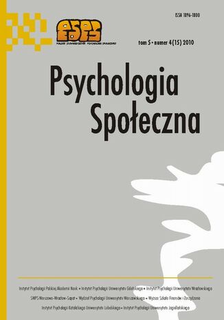 Okładka książki/ebooka Psychologia Społeczna nr 4(15)/2010