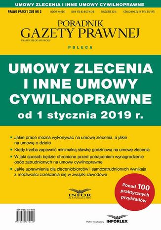 Okładka książki/ebooka Umowy zlecenia i inne umowy cywilnoprawne od 1 stycznia 2019