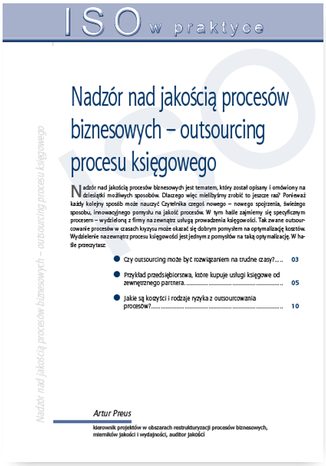Okładka książki/ebooka Nadzór nad jakością procesów biznesowych - outsourcing procesu księgowego