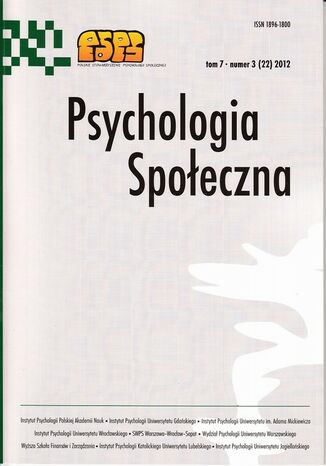 Okładka książki/ebooka Psychologia Społeczna nr 3 (22) 2012