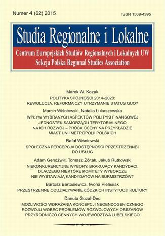 Okładka książki/ebooka Studia Regionalne i Lokalne nr 4(62)/2015