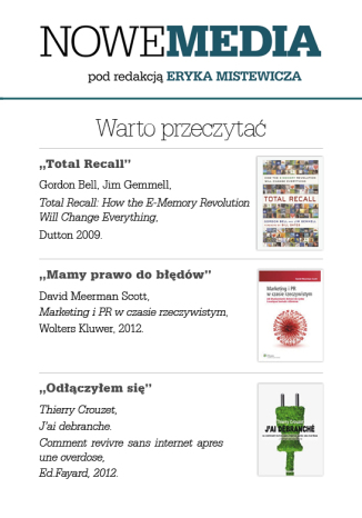 Okładka książki/ebooka NOWE MEDIA pod redakcją Eryka Mistewicza: Warto przeczytać