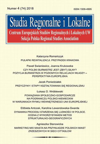 Okładka książki/ebooka Studia Regionalne i Lokalne nr 4(74)/2018