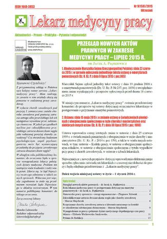 Okładka książki/ebooka Lekarz Medycyny Pracy on-line Nr.9/2015
