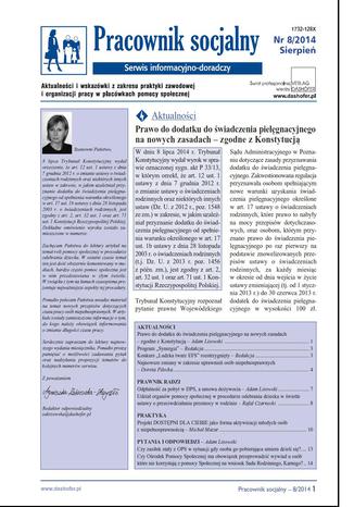 Okładka książki/ebooka Pracownik socjalny nr.8/2014r