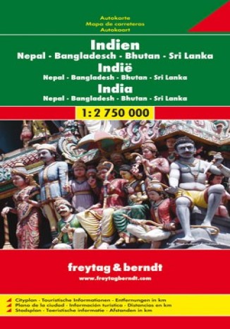 Okładka książki/ebooka Indie Nepal Bangladesz Bhutan Sri Lanka. Mapa 1:2 750 000