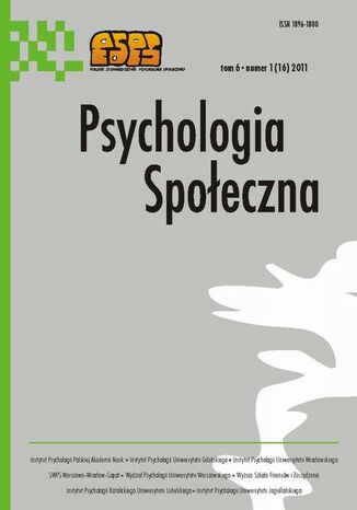 Okładka książki/ebooka Psychologia Społeczna nr 1(16)/2011