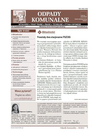 Okładka książki/ebooka Odpady komunalne. Nr 10/2015