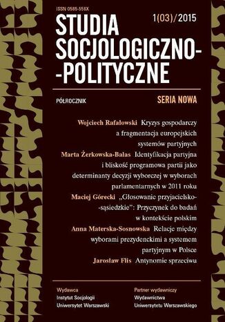 Okładka książki/ebooka Studia Socjologiczno-Polityczne 2015/1 (03). Seria nowa. Wybory w Europie i wybory w czasach kryzysu gospodarczego