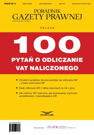 Okładka książki/ebooka 100 pytań o odliczanie VAT naliczonego