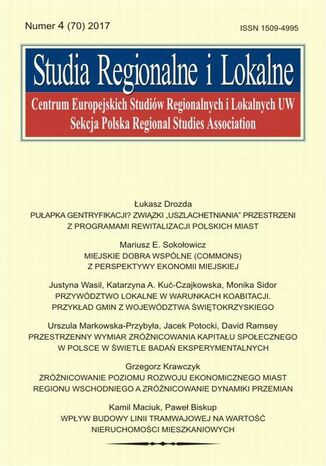 Okładka książki/ebooka Studia Regionalne i Lokalne nr 4(70)/2017