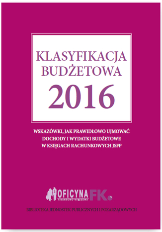 Klasyfikacja budetowa 2016 Elbieta Gadzik - okadka ebooka
