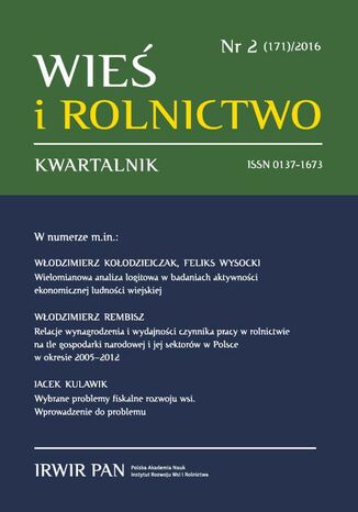 Okładka książki/ebooka Wieś i Rolnictwo nr 2(171)/2016