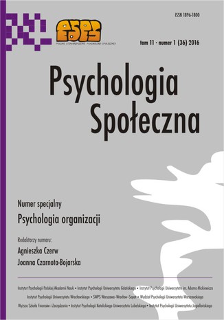 Psychologia Spoleczna nr 1(36)/2016 Maria Lewicka - okadka ebooka