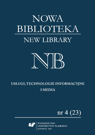 Okładka:"Nowa Biblioteka. New Library. Usługi, Technologie Informacyjne i Media" 2016, nr 4 (23): Historia książki dla dzieci i młodzieży 