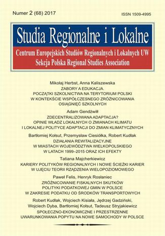 Studia Regionalne i Lokalne nr 2(68)/2017 Grzegorz Gorzelak - okadka audiobooks CD