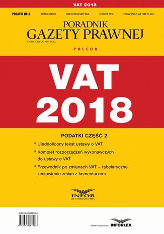 VAT 2018. Podatki cze 2 Infor Pl - okadka ebooka