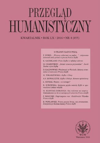 Przegld Humanistyczny 2016/4 (455) Paulina Urbaska, Tomasz Wjcik - okadka ebooka
