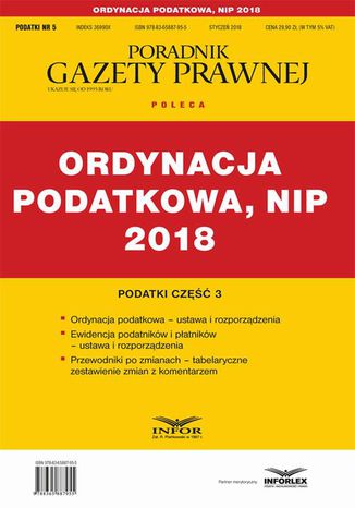 Ordynacja podatkowa, NIP 2018. Podatki cz 3 Infor Pl - okadka ebooka