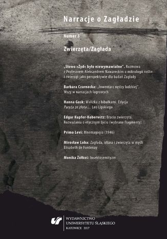'Narracje o Zagadzie' 2017, nr 3: Zwierzta/Zagada red. Anita Jarzyna, red. Piotr Krupiski, red. Marta Tomczok (Cuber) - okadka ebooka
