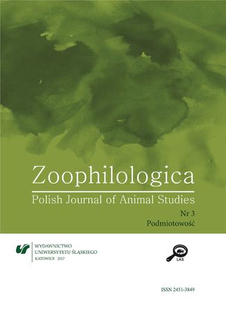 Okładka:"Zoophilologica. Polish Journal of Animal Studies" 2017, nr 3: Podmiotowość 