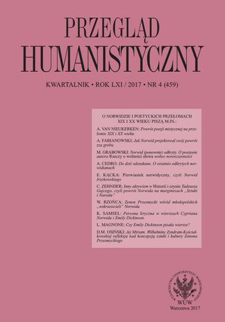 Przegld Humanistyczny 2017/4 (459) ukasz Ksiyk, Eliza Kcka - okadka ebooka