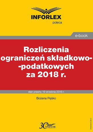 Rozliczenia ogranicze skadkowo-podatkowych za 2018 r Boena Pko - okadka ebooka