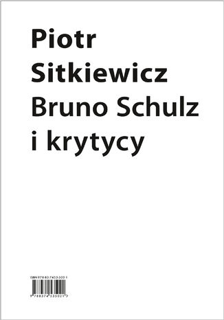 Bruno Schulz i krytycy Piotr Sitkiewicz - okładka audiobooks CD