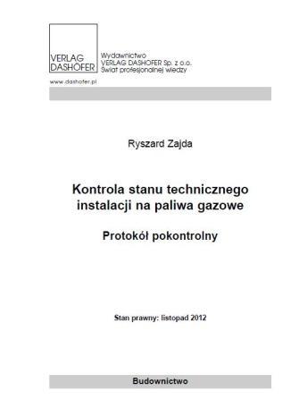Kontrola stanu technicznego instalacji na paliwa gazowe Ryszard Zajda - okadka ebooka