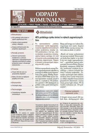 Odpady komunalne nr 7/2014 Zesp autorw - specjalistw w zakresie gospodarki odpadami komunalnymi, prawa i technologii - okadka ebooka