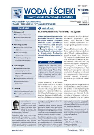Woda i cieki on-line nr 7/2015 Zesp autorw-specjalistw w zakresie prawa oraz gospodarki wodnej i ciekowej - okadka ebooka