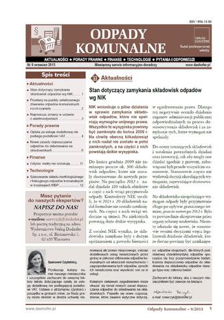 Odpady komunalne. Nr 9/2015