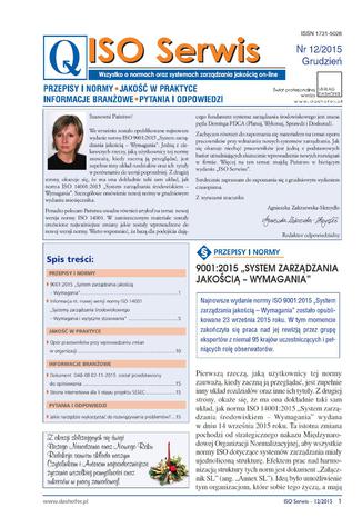 	 ISO serwis on-line 12/2015 Zesp autorw, pod redakcj mgr. in. Marka Muchy - okadka ebooka