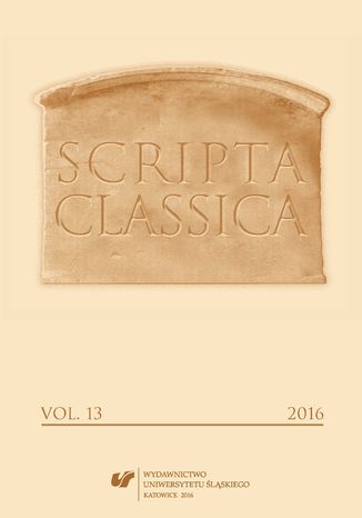 Okładka:"Scripta Classica" 2016. Vol. 13 
