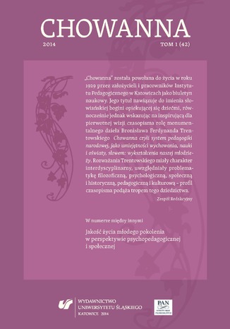 'Chowanna' 2014. T. 1 (42): Jakość życia młodego pokolenia w perspektywie psychopedagogicznej i społecznej red. Ewa Syrek, Ewa Wysocka - okładka audiobooka MP3
