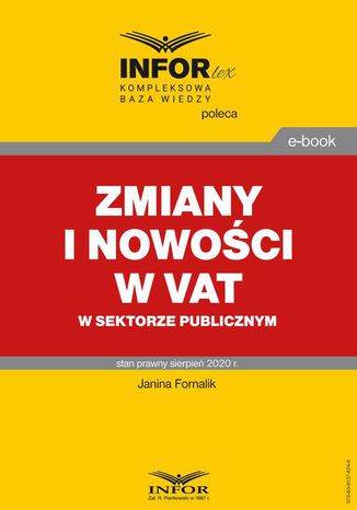 Zmiany i nowoci w VAT w sektorze publicznym Janina Fornalik - okadka ebooka
