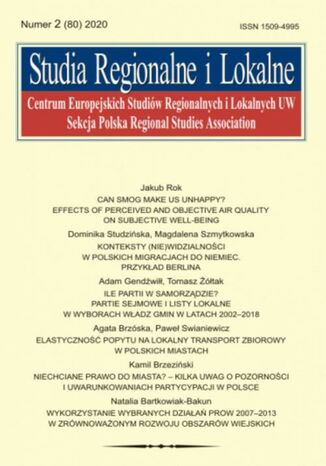 Studia Regionalne i Lokalne nr 2(80)/2020