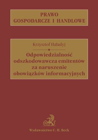 Odpowiedzialno odszkodowawcza emitentw za naruszenie obowizkw informacyjnych Krzysztof Haadyj - okadka audiobooks CD