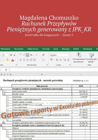 Rachunek Przepływów Pieniężnych generowany z JPK_KR Magdalena Chomuszko - okładka książki