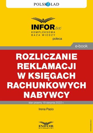 Rozliczanie reklamacji w ksigach rachunkowych nabywcy Irena Pazio - okadka ebooka